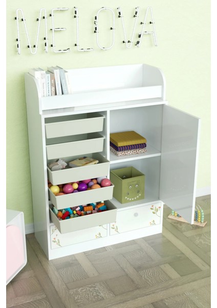 Foxie Design "melova" 5 Sepetli 2 Çekmeceli Çok Amaçlı Oyuncak Dolabı