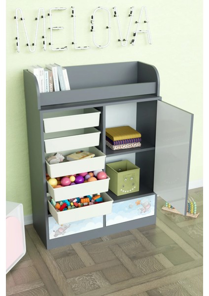 Minik Rüyacı Design "melova" 5 Sepetli 2 Çekmeceli Çok Amaçlı Oyuncak Dolabı modelleri