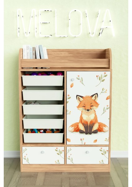Foxie Design "melova" 5 Sepetli 2 Çekmeceli Çok Amaçlı Oyuncak Dolabı