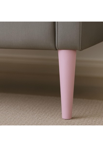8 Adet Ahşap Ayak 15 cm Açık Pembe M8 Civatalı Bağlantı Aparatlı Dolap Mobilya Koltuk Kanepe Destek Ayağı Ayakları