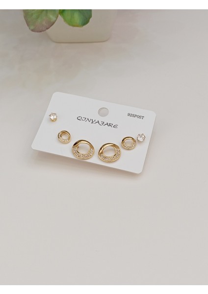 14 K Gold Çoklu Küpe