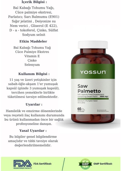 Saw Palmetto Cüce Palmiye İçeren Softjel Takviye Edici Gıda indirimleri