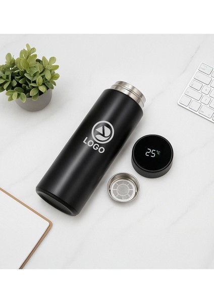 Kişiye Özel Logolu Siyah Dereceli Termos, Defter, Kupa ve Tükenmez Kalem Kurumsal Hediye Seti-1 | Kurumsal Welcome Kit, Yeni Iş Hediyesi modelleri
