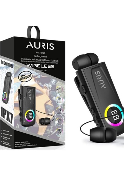 Yaka Klipsli Makaralı Motsiklet ve Sürüş Için Tasarlanmış Su Geçirmez Bluetooth Kulaklık