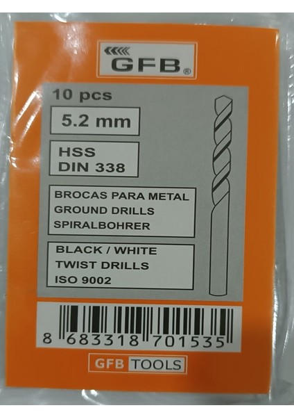 Din 338 -Matkap Ucu 5.2mm -10ADET