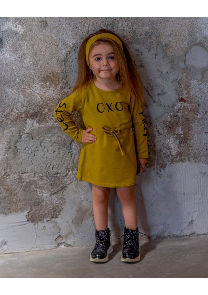 'oxo' Baskı Desenli Bebek Elbisesi ve Sac Bandı