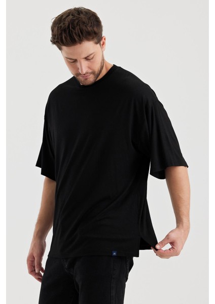 Alexandergardı Yırtmaçlı Basic Oversize T-Shirt (UN-70418)