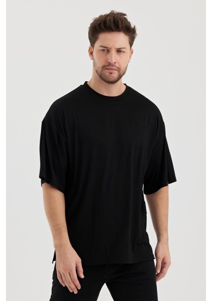 Alexandergardı Yırtmaçlı Basic Oversize T-Shirt (UN-70418)
