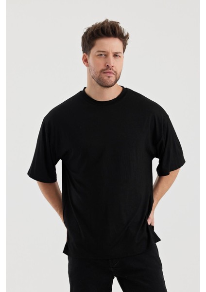 Alexandergardı Yırtmaçlı Basic Oversize T-Shirt (UN-70418)