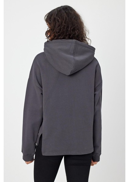 Alexandergardı Yanları Yırtmaçlı Kapüşonlu Oversize Sweatshirt (B22-37600) indirimleri