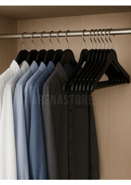 Ahşap Görünümlü Plastik 12 Adet Siyah Askı modelleri