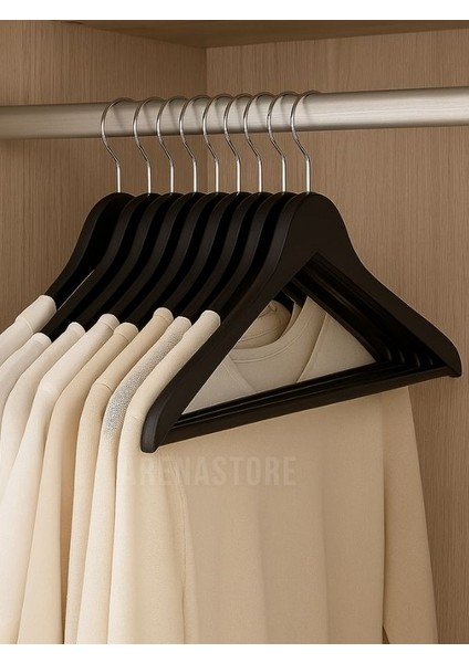 Ahşap Görünümlü Plastik 12 Adet Siyah Askı fırsatları