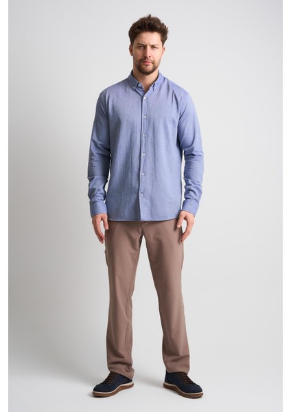 Alexandergardı Erkek Yakası Düğmeli Uzun Kollu Keten Gömlek (EG-1847-01) fiyatları