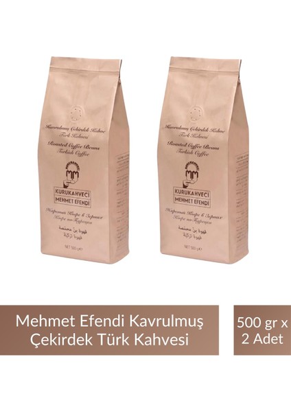 Mehmet Efendi Kavrulmuş Çekirdek Türk Kahve 500 gr x 2 Adet