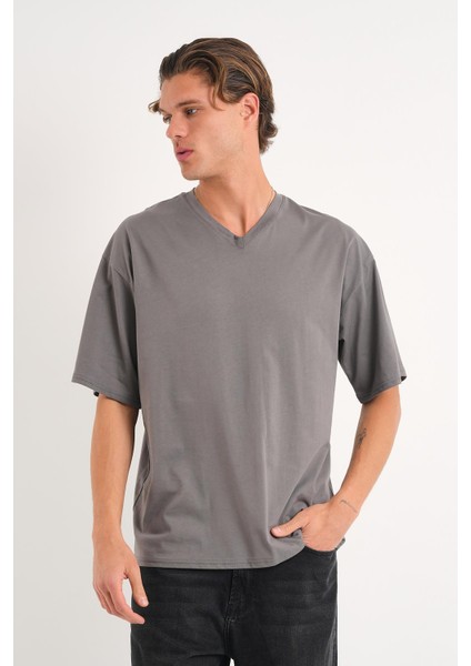 Alexandergardı V Yaka Oversize T-Shirt (E24-742A)