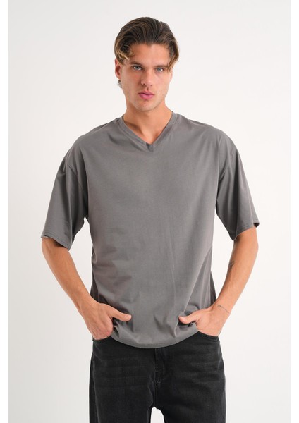 Alexandergardı V Yaka Oversize T-Shirt (E24-742A)