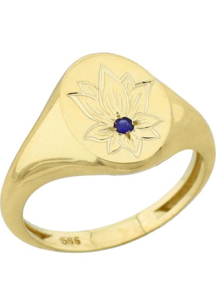 Safir Taşlı Lotus Çiçeği Altın Yüzük fiyatları