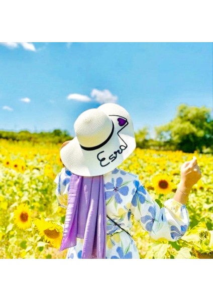 (Isminizi Yazıyoruz) Yazlık Beyaz Kadın Hasır Şapka Kadın Plaj Şapkası Kişiye Özel fiyatları