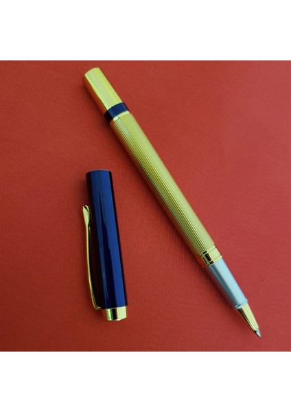 Kutulu Lacivert Gold Tasarım Roller Kalem