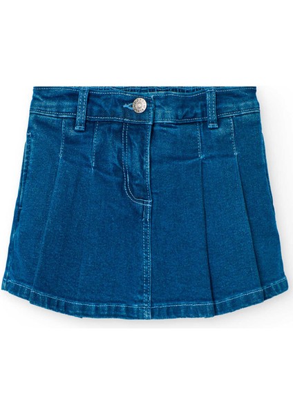 Pileli Kız Çocuk Çocuk Denim Etek