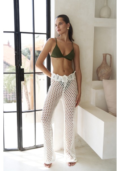 Texas Bağcıklı Ekru Ajur Pantolon