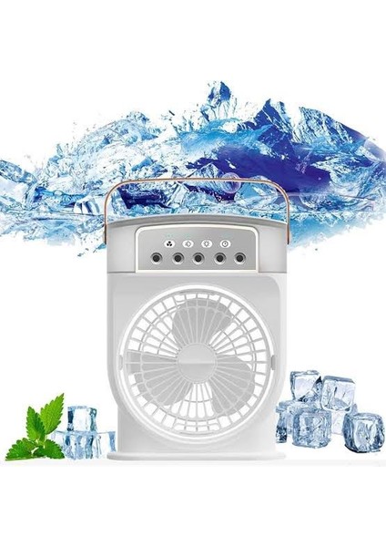 Buzlu Fan Tasınabilir Su Buharı Püskürtmelı Klıma Serınletıcı Vantılatör Oda Hava Nemlendirici
