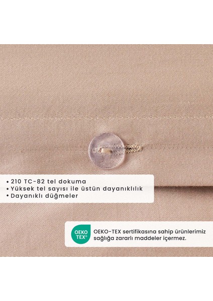 %100 Pamuk Saten Supreme Basic Super King Size Nevresim Seti Vizon (260X240 Cm)