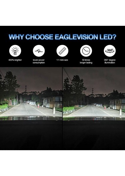 LED Far Ampulleri, 28W 3000 Lümen Parlak LED Far Dönüşüm Kiti 6000K Soğuk Beyaz (H4) (Yurt Dışından)