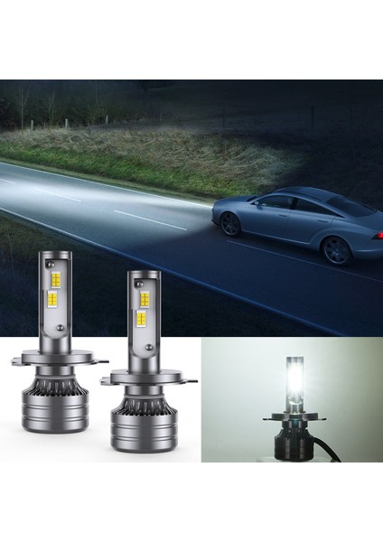 LED Far Ampulleri, 28W 3000 Lümen Parlak LED Far Dönüşüm Kiti 6000K Soğuk Beyaz (H4) (Yurt Dışından)