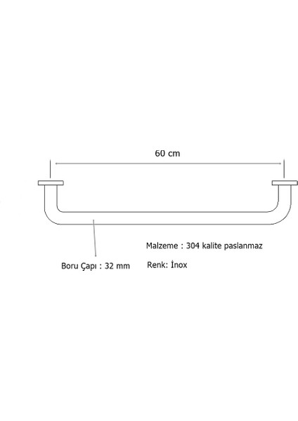 Tema Yaşlı Engelli Çap: 32 mm Tutunma Barı 60 cm Paslanmaz fiyatları