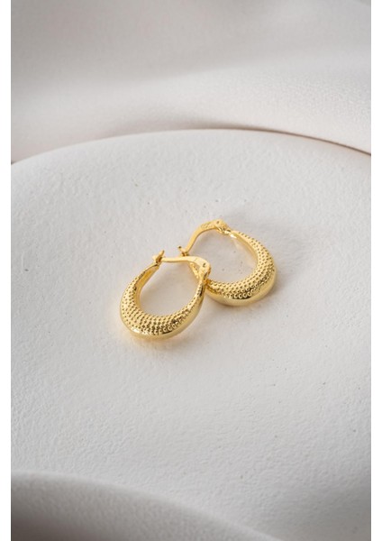 925 Ayar Gümüş Gold Rengi Noktalı U Şekil Tasarım Şarnel Küpe fiyatları