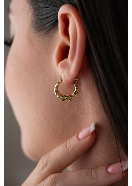 925 Ayar Gümüş Gold Rengi Sonsuzluk Desenli Şarnel Küpe fiyatları