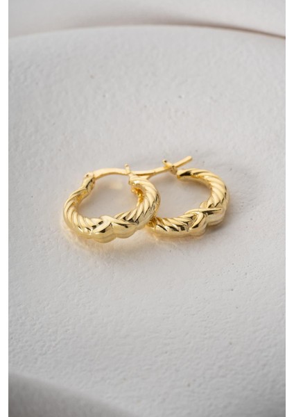 925 Ayar Gümüş Gold Rengi Sonsuzluk Desenli Şarnel Küpe modelleri