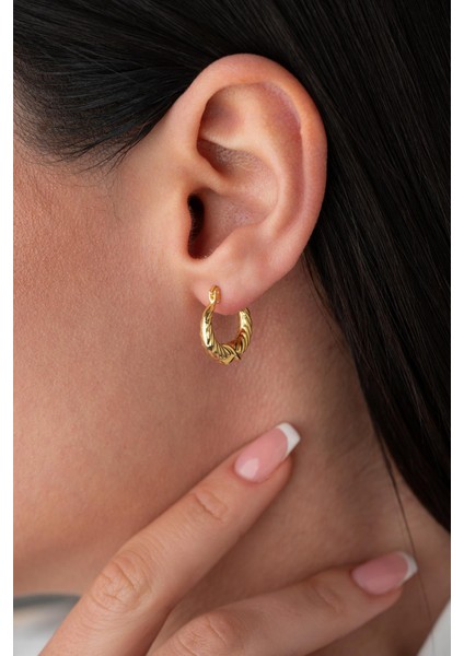 925 Ayar Gümüş Gold Rengi Sonsuzluk Desenli Şarnel Küpe fırsatları