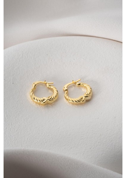 925 Ayar Gümüş Gold Rengi Sonsuzluk Desenli Şarnel Küpe indirimleri