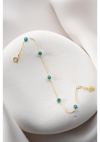 925 Ayar Gümüş Gold Tek Sıra Nazar Göz Bileklik