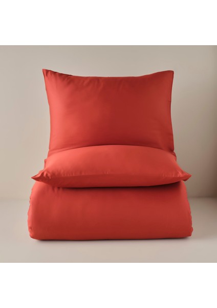 %100 Pamuk Saten Supreme Basic Super King Size Nevresim Seti Kiremit (260X240 Cm)