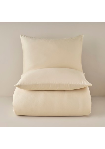 %100 Pamuk Saten Supreme Basic Super King Size Nevresim Seti Bej (260X240 Cm)