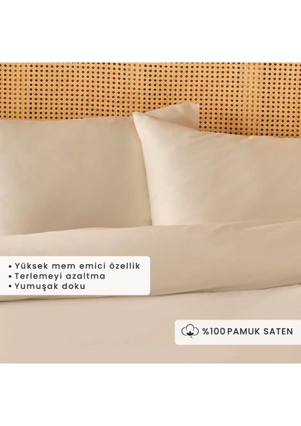 %100 Pamuk Saten Supreme Basic Super King Size Nevresim Seti Beyaz (260X240 Cm)