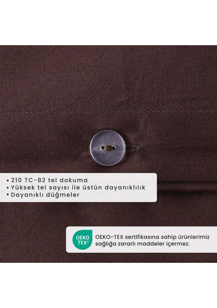 %100 Pamuk Saten Supreme Basic Super King Size Nevresim Seti Kahverengi (260X240 Cm)