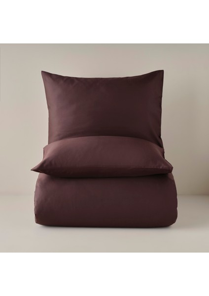 %100 Pamuk Saten Supreme Basic Super King Size Nevresim Seti Kahverengi (260X240 Cm)
