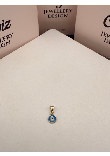 14 Ayar Çift Taraflı Mineli Göz Charm fiyatları