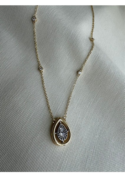 Özel Seri Damla Modeli Çift Renk Taşlı Kolye modelleri