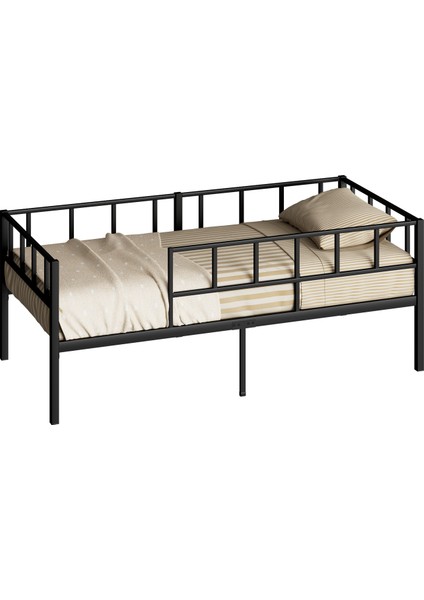 Zenit Metal Karyola Siyah 100x200 cm, Korkuluklu Karyola, Daybed indirimleri