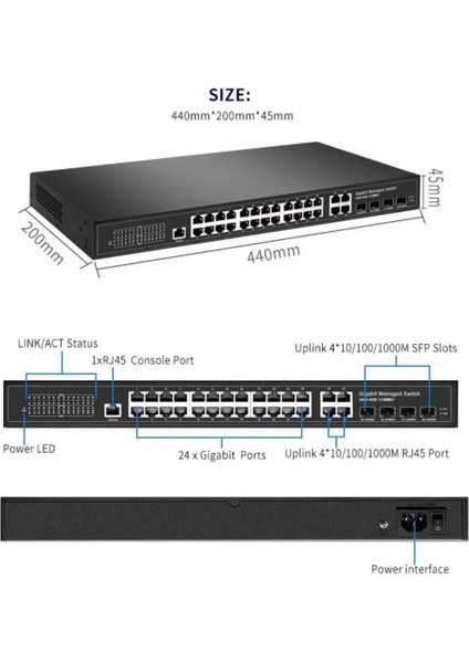 Longline 24 Port Full Gıgabıt Managed Swıtch+2sfp Slots modelleri