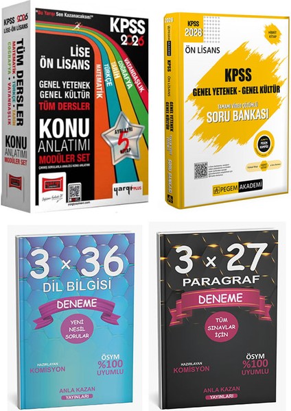 Anla Kazan 2026 Yargı + Pegem Kpss Lise Önlisans Modüler Set Konu ve Soru + Denemeler 4 Lü Set