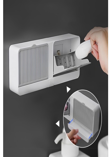 Çift Bölmeli Duvara Monte Sabunluk Organizer – Şık Güçlü Yapışkanlı 2 Bölmeli Banyo & Mutfak Beyaz
