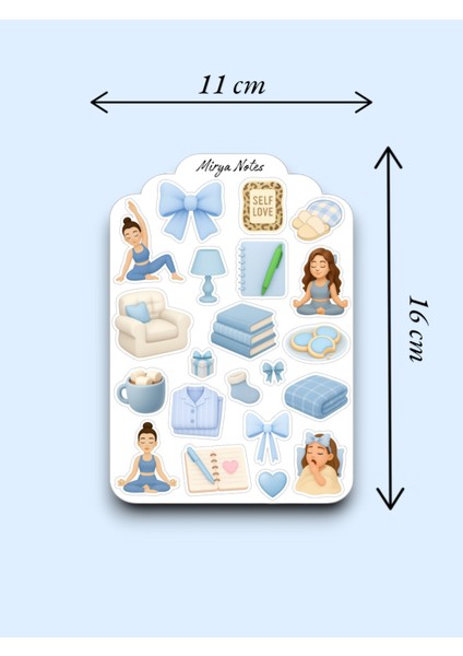 Mavi Cozy Temalı Sticker - Etiket - Çıkartma Bullet Journal, Ajanda, Planner, Günlük Için Uygun Set fiyatları