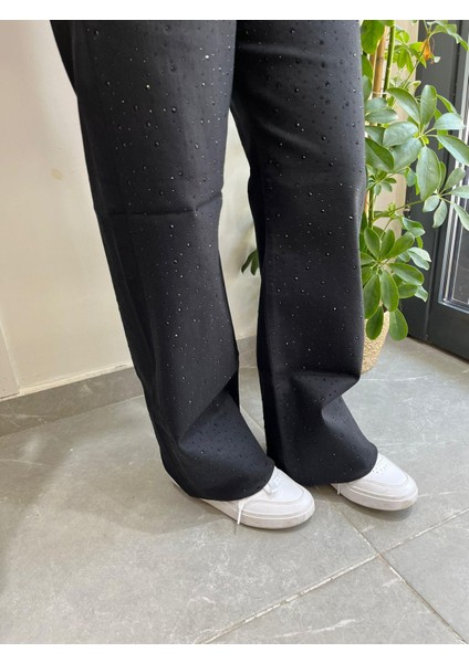 Mom Jeans Damla Taş Işlemeli Kot Pantolon Koyu Mavi 0291 modelleri