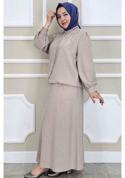 Kadın Taş Detaylı Tesettür Takım fiyatları